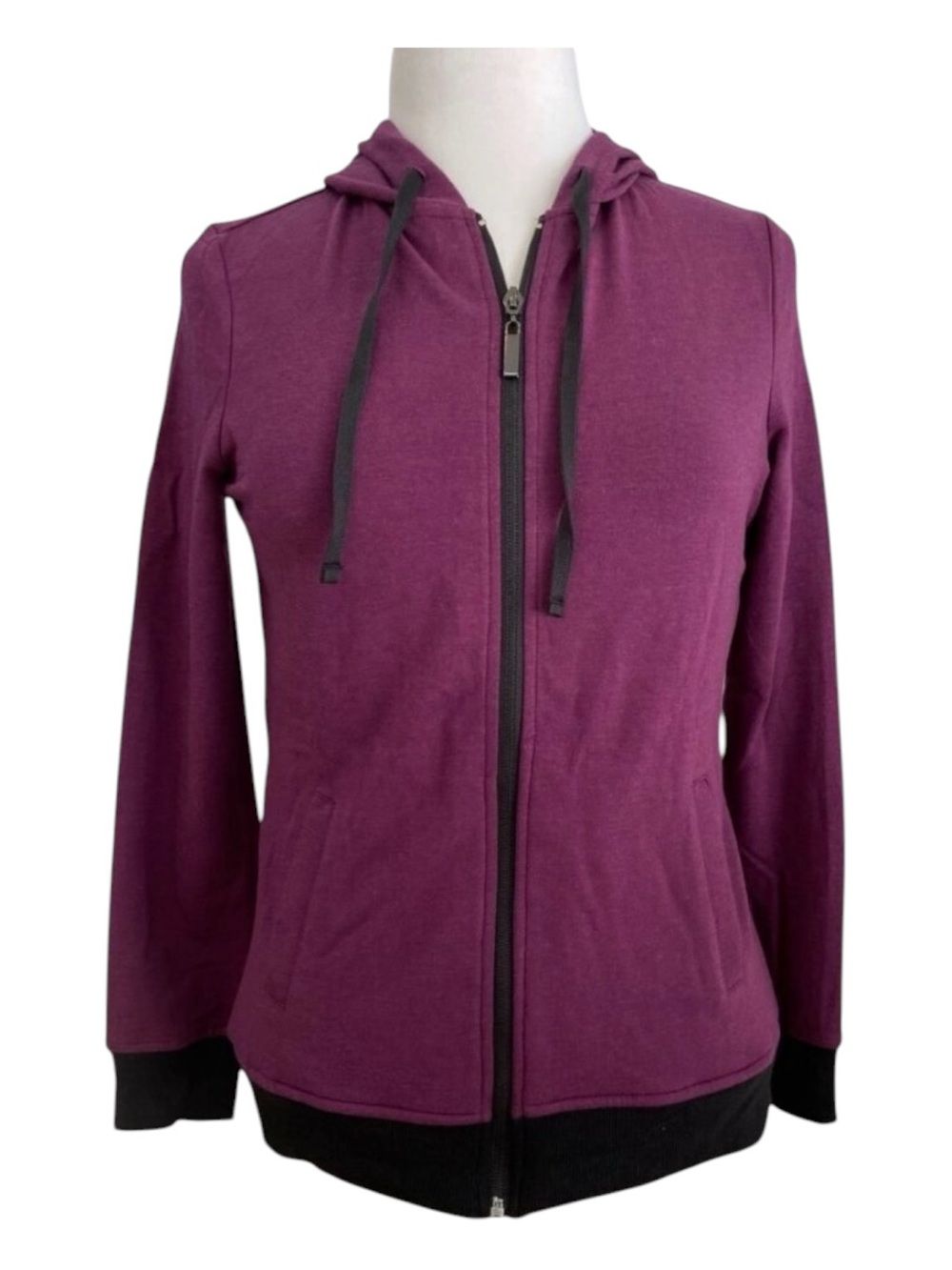 Karma Womens active Hooded Zip-Up Jacket Small soft rayon, spandex &cotton Blend